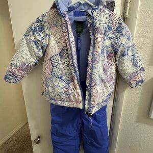 L.L. Bean soft blue snow suit with puffer jacket